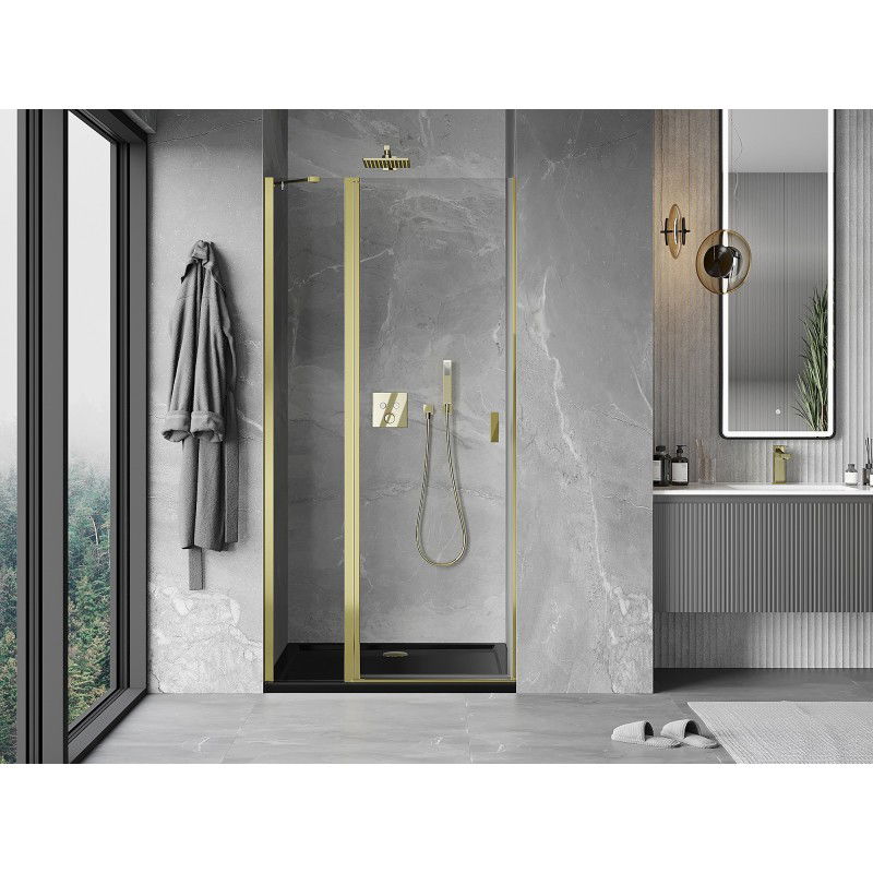 Mexen Mist 100 cm Hinged Shower Door, Transparent, Gold - 8A4-100-000-50-00