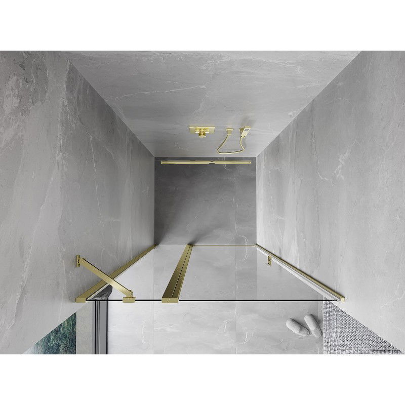 Mexen Mist 105 cm Hinged Shower Door, Transparent, Gold - 8A4-105-000-50-00