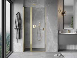 Mexen Mist 110 cm Hinged Shower Door, Transparent, Gold - 8A4-110-000-50-00