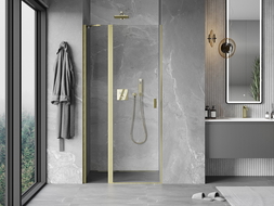 Mexen Mist 95 cm pivot shower door, transparent, brushed gold - 8A4-095-000-55-00