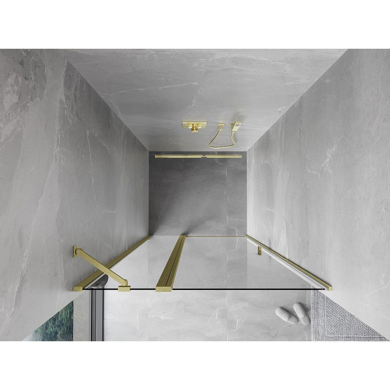 Mexen Mist 100 cm Pivot Shower Door, Transparent, Brushed Gold - 8A4-100-000-55-00