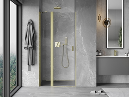 Mexen Mist 110 cm pivot shower door, transparent, brushed gold - 8A4-110-000-55-00