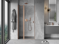 Mexen Mist Hinged Shower Door 110 cm, Transparent, Brushed Copper - 8A4-110-000-65-00