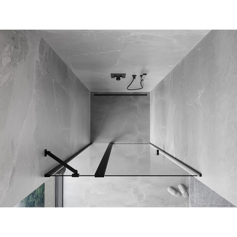 Mexen Mist hinged shower door 75 cm, transparent, black - 8A4-075-000-70-00