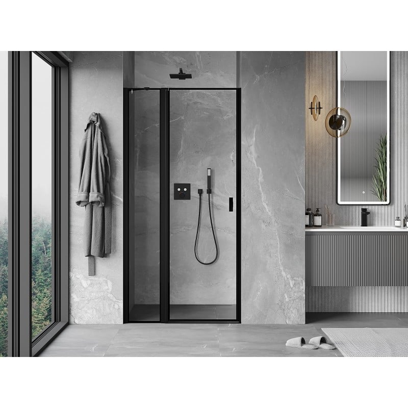 Mexen Mist left-hinged shower door 80 cm, black frame, black - 8A4-080-000-70-70-L