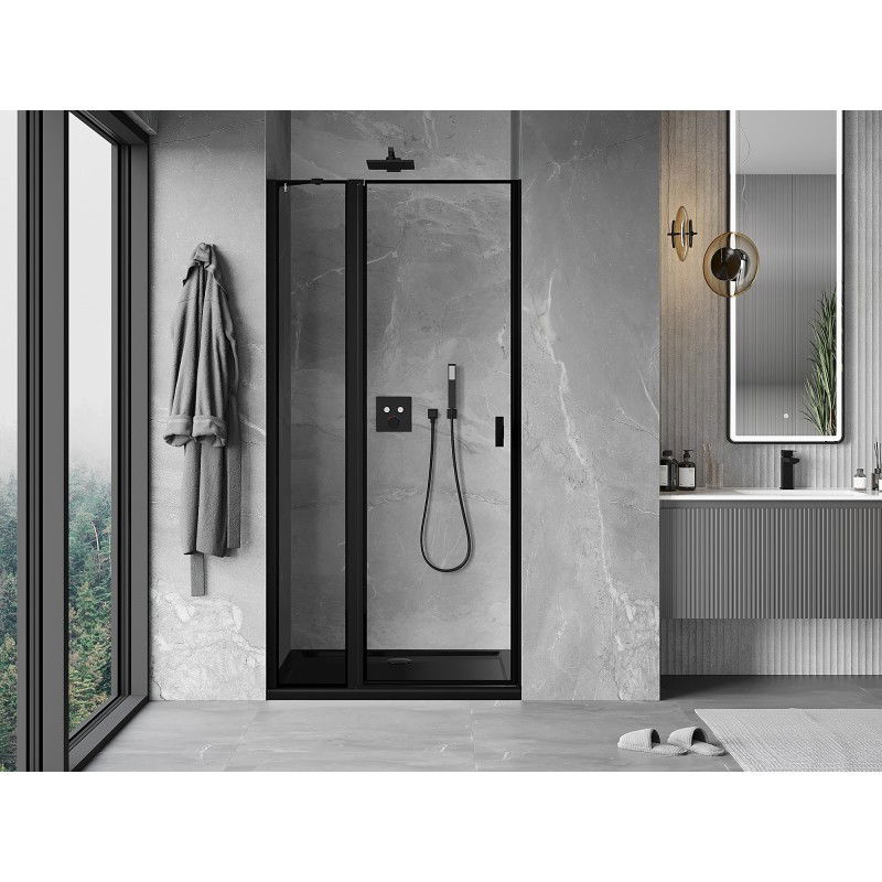 Mexen Mist left hinged shower door 100 cm, black frame, black - 8A4-100-000-70-70-L
