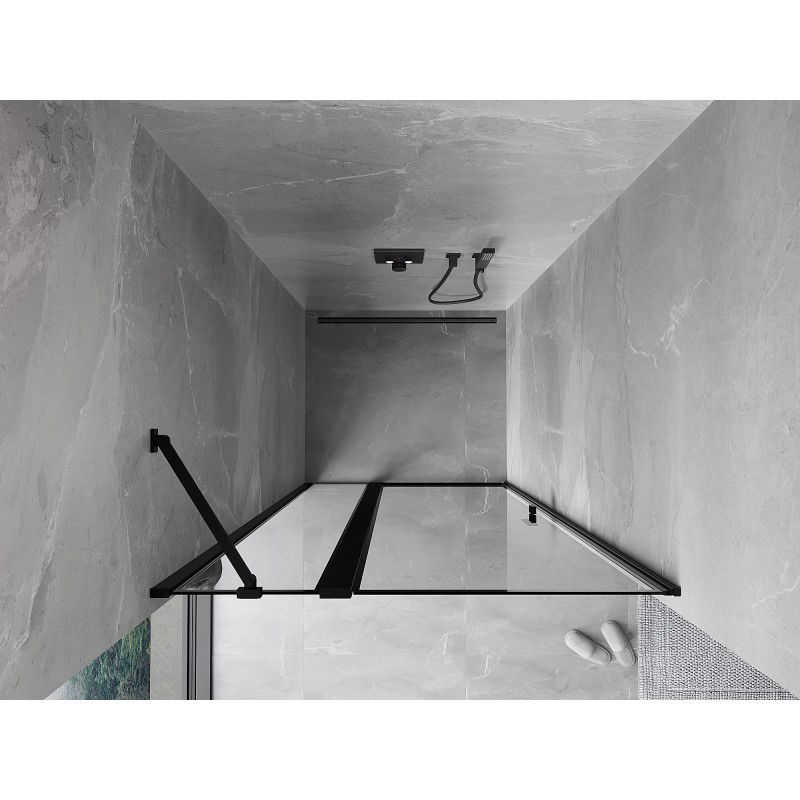 Mexen Mist left hinged shower door 110 cm, black frame, black - 8A4-110-000-70-70-L