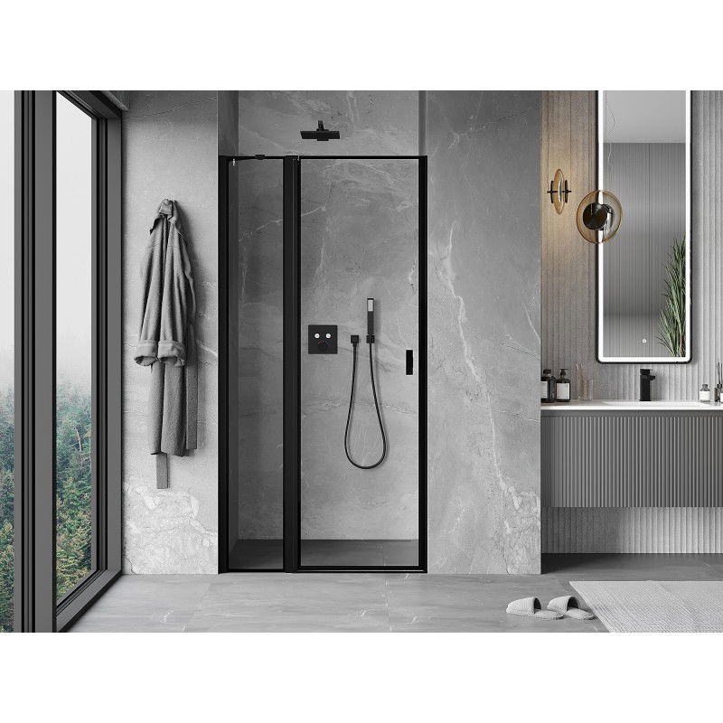 Mexen Mist left hinged shower door 110 cm, black frame, black - 8A4-110-000-70-70-L