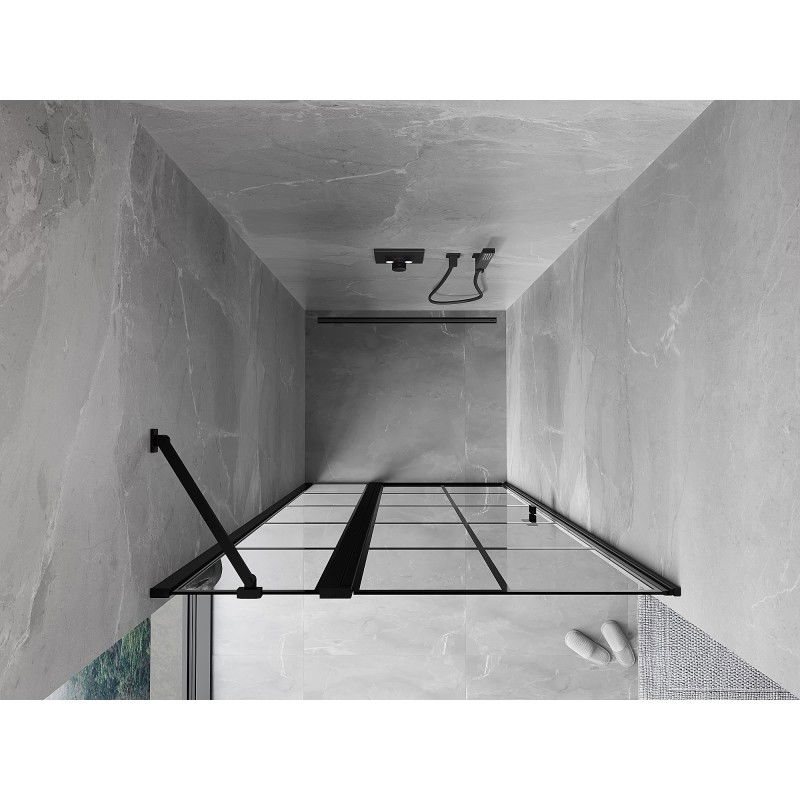 Mexen Mist left hinged shower door 105 cm, black grid, black - 8A4-105-000-70-77-L