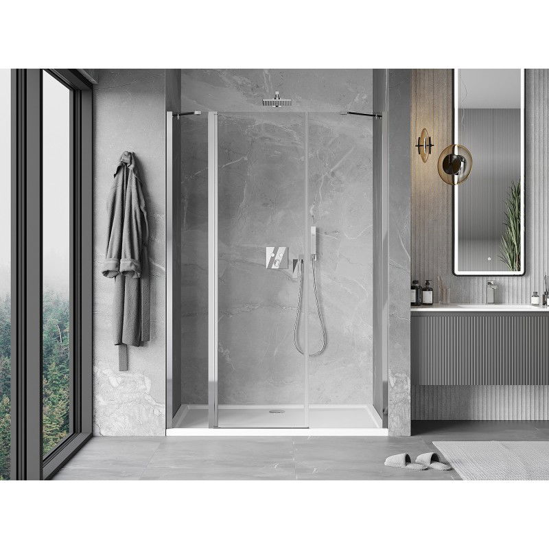 Mexen Mist shower door hinged 150 cm, transparent, chrome - 8A4-150-001-01-00