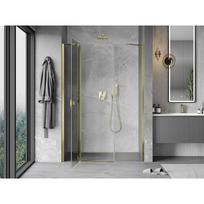Mexen Mist shower door 125 cm, transparent, gold - 8A4-125-001-50-00