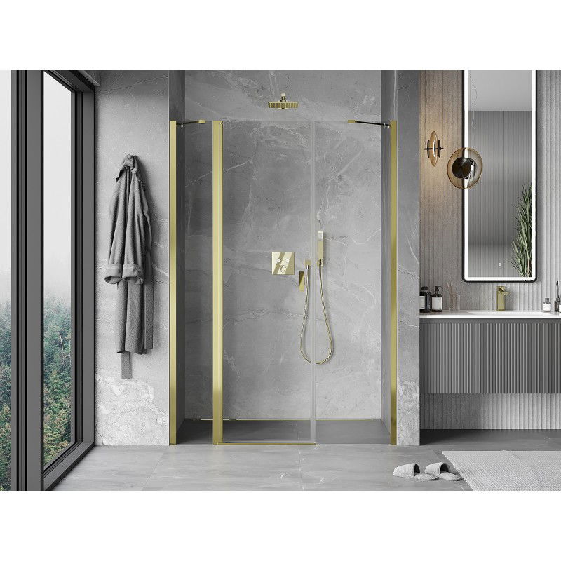 Mexen Mist hinged shower doors 130 cm, transparent, gold - 8A4-130-001-50-00
