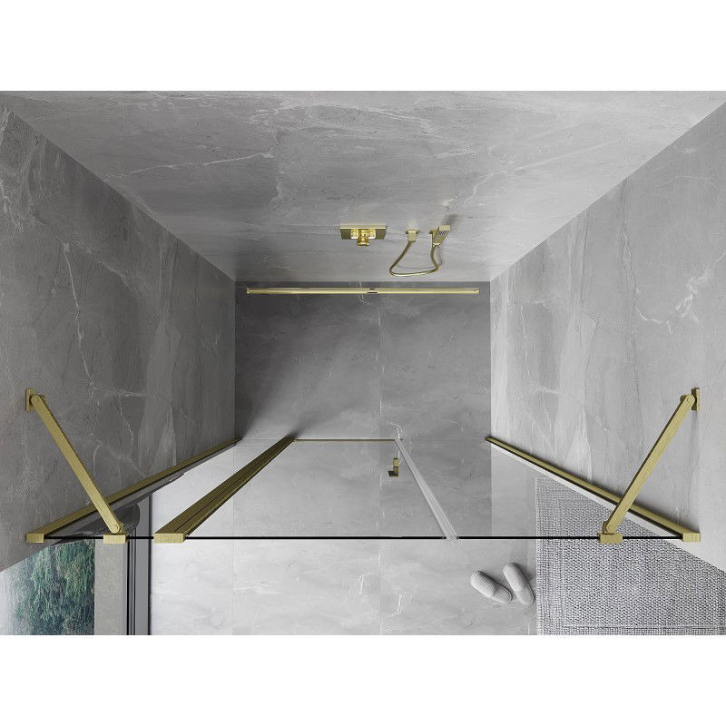 Mexen Mist 120 cm Pivot Shower Door, Transparent, Brushed Gold - 8A4-120-001-55-00