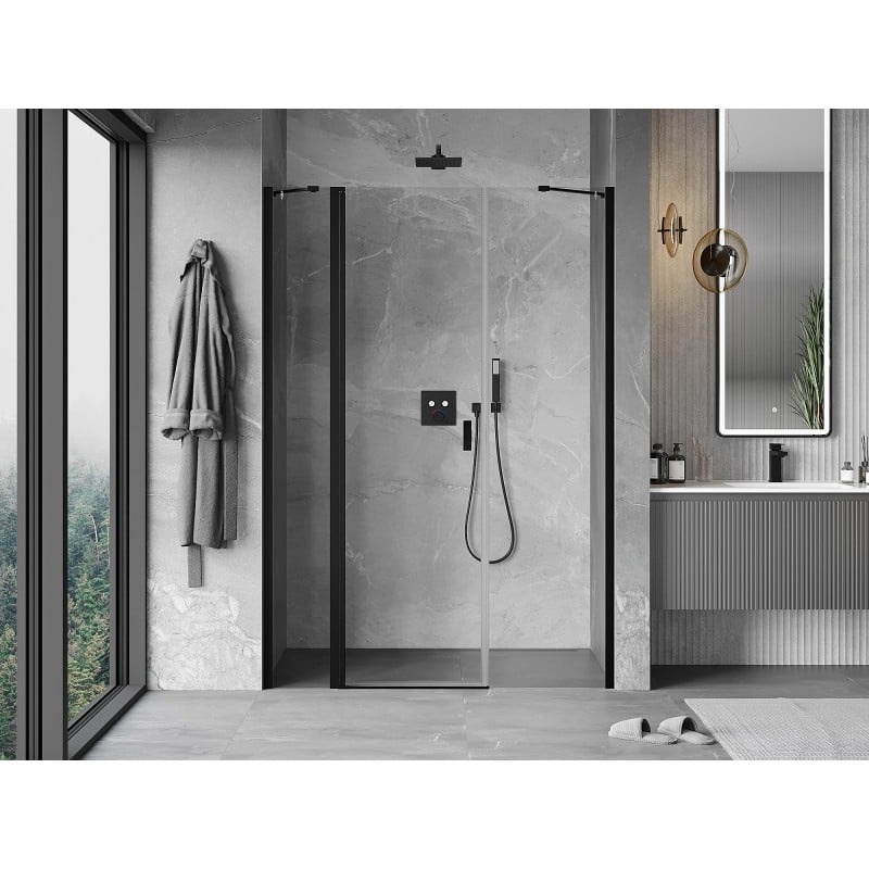 Mexen Mist 120 cm Swing Shower Door, Transparent, Black - 8A4-120-001-70-00