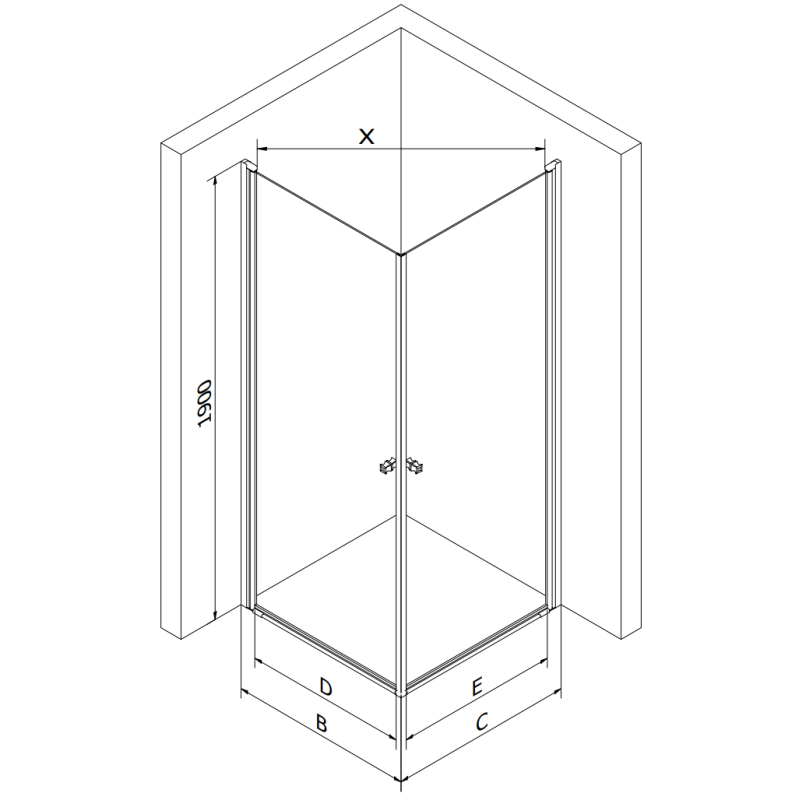 Mexen Pretoria Duo Hinged Shower Enclosure 80 x 80 cm, Transparent, Chrome - 852-080-080-02-00