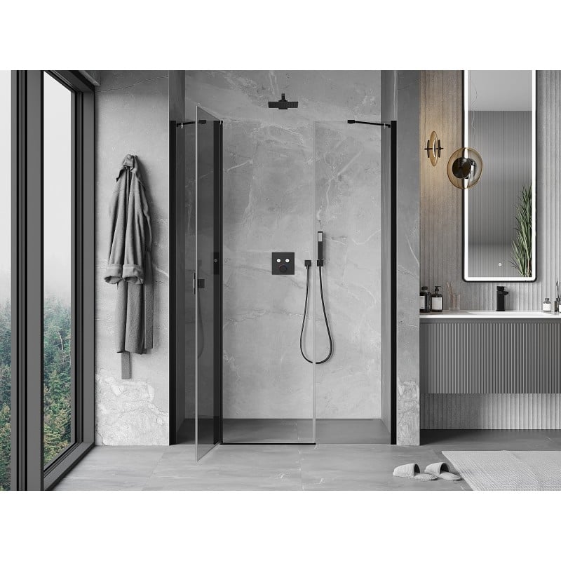 Mexen Mist 120 cm Swing Shower Door, Transparent, Black - 8A4-120-001-70-00