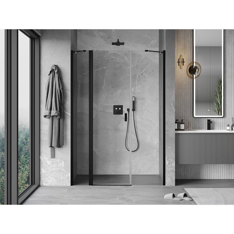 Mexen Mist shower doors 130 cm, transparent, black - 8A4-130-001-70-00