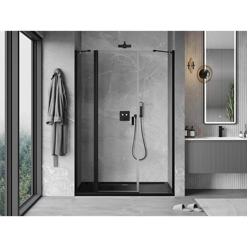 Mexen Mist shower doors 130 cm, transparent, black - 8A4-130-001-70-00