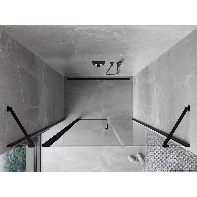 Mexen Mist 150 cm Hinged Shower Door, Transparent, Black - 8A4-150-001-70-00