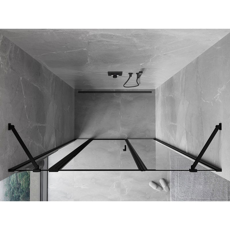 Mexen Mist Left Pivot Shower Door 120 cm, Black Frame, Black - 8A4-120-001-70-70-L