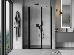 Mexen Mist left hinged shower door 155 cm, black frame, black - 8A4-155-001-70-70-L
