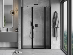 Mexen Mist right hinged shower door 150 cm, black frame, black - 8A4-150-001-70-70-P
