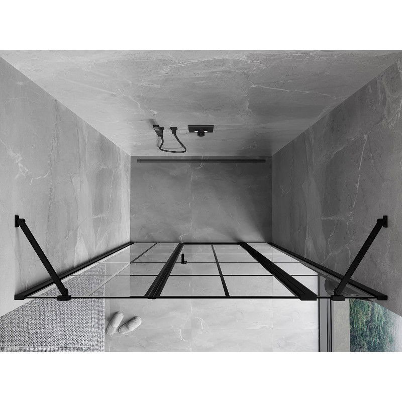 Mexen Mist right hinged shower door 155 cm, black grid, black - 8A4-155-001-70-77-P