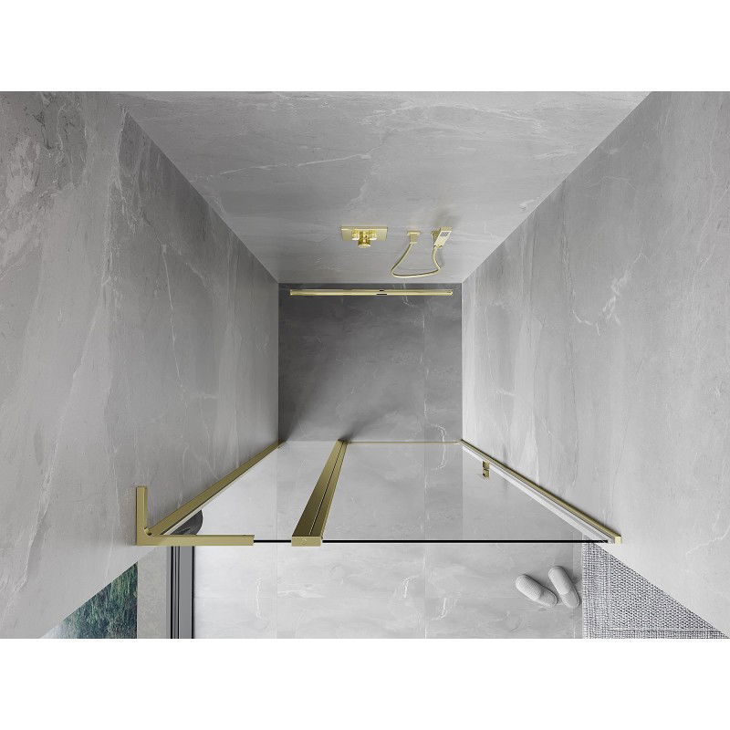 Mexen Mist L 120 cm Hinged Shower Door, Transparent, Gold - 8A4L-120-000-50-00