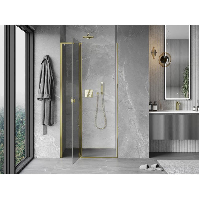 Mexen Mist L 120 cm Hinged Shower Door, Transparent, Gold - 8A4L-120-000-50-00
