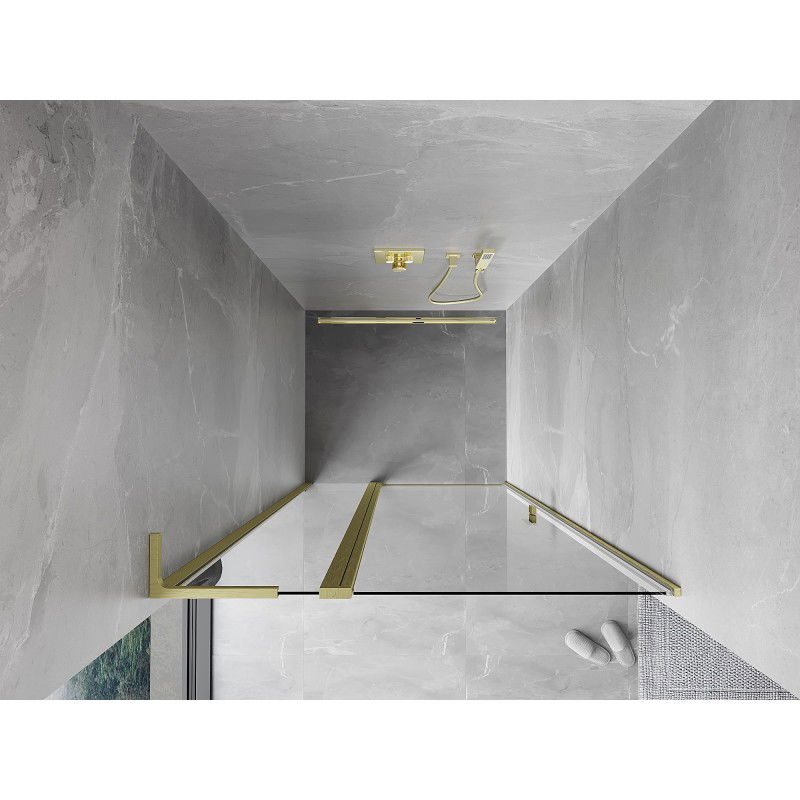 Mexen Mist L 90 cm Shower Doors, Hinged, Transparent, Brushed Gold - 8A4L-090-000-55-00