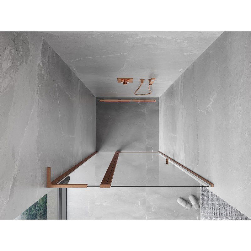 Mexen Mist L Swing Shower Door 90 cm, Transparent, Brushed Copper - 8A4L-090-000-65-00