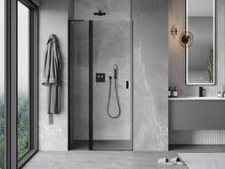 Mexen Mist L 115 cm Hinged Shower Door, Transparent, Black - 8A4L-115-000-70-00