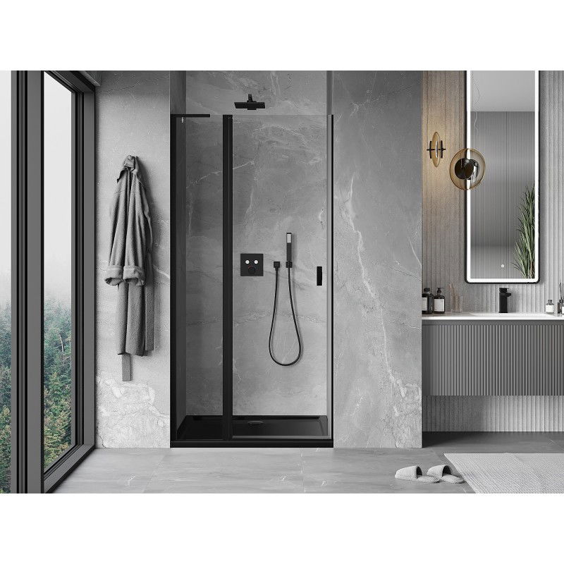 Mexen Mist L 100 cm Hinged Shower Door, Transparent, Black - 8A4L-100-000-70-00