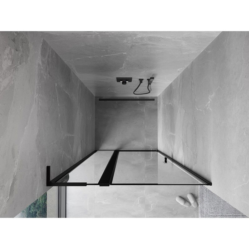 Mexen Mist L Left Hinged Shower Doors 100 cm, Black Frame, Black - 8A4L-100-000-70-70-L