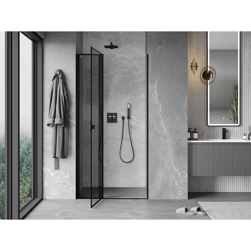 Mexen Mist L Left Hinged Shower Doors 100 cm, Black Frame, Black - 8A4L-100-000-70-70-L