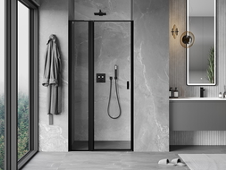 Mexen Mist L Left Hinged Shower Door 105 cm, Black Frame, Black - 8A4L-105-000-70-70-L
