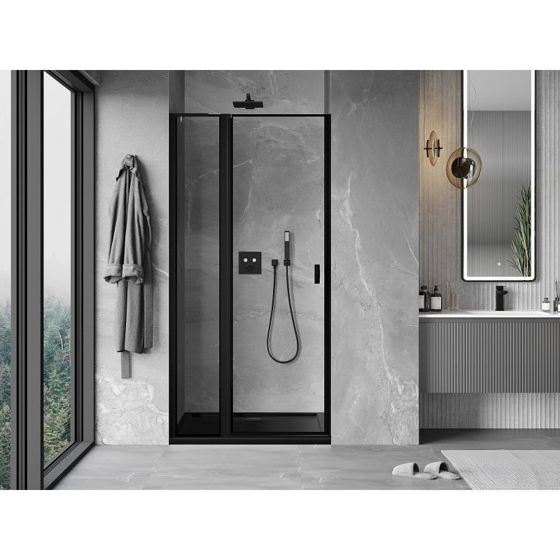 Mexen Mist L left-hand hinged shower door 115 cm, black frame, black - 8A4L-115-000-70-70-L
