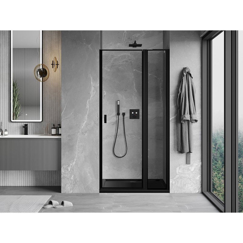 Mexen Mist L right hinged shower door 95 cm, black frame, black - 8A4L-095-000-70-70-P