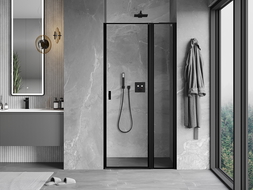 Mexen Mist L right-hand hinged shower door 105 cm, black frame, black - 8A4L-105-000-70-70-P