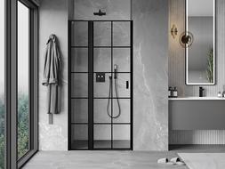 Mexen Mist L shower door hinged left 105 cm, black grid, black - 8A4L-105-000-70-77-L