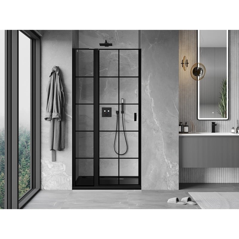 Mexen Mist L shower door hinged left 105 cm, black grid, black - 8A4L-105-000-70-77-L