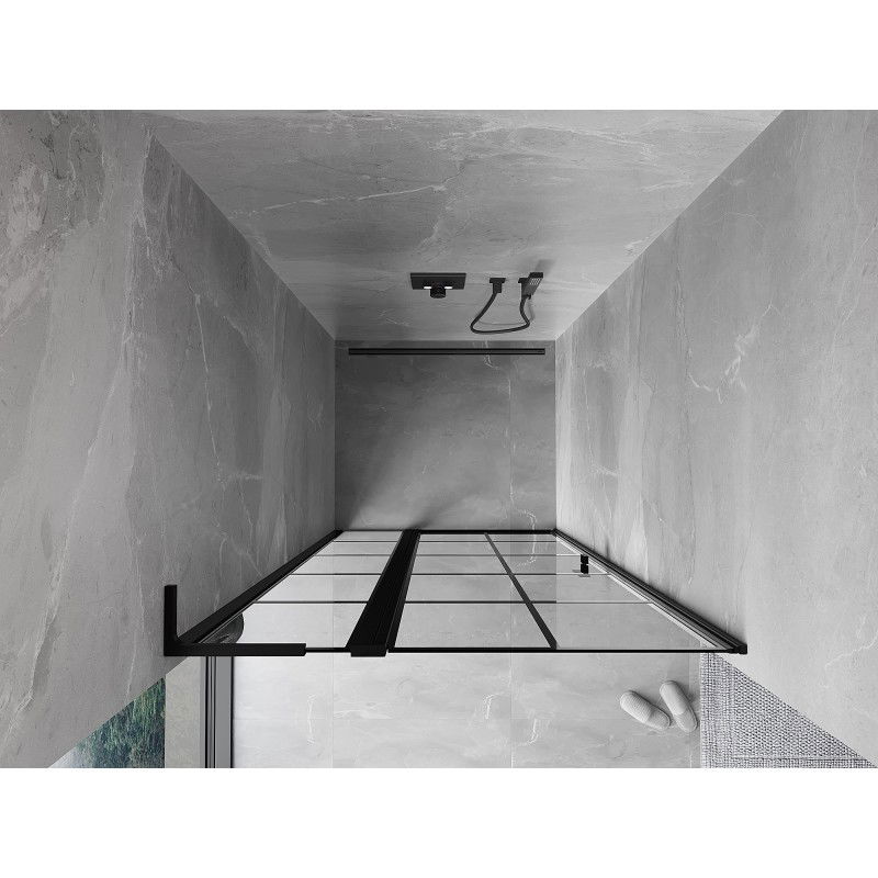 Mexen Mist L left-hinged shower door 115 cm, black grid, black - 8A4L-115-000-70-77-L