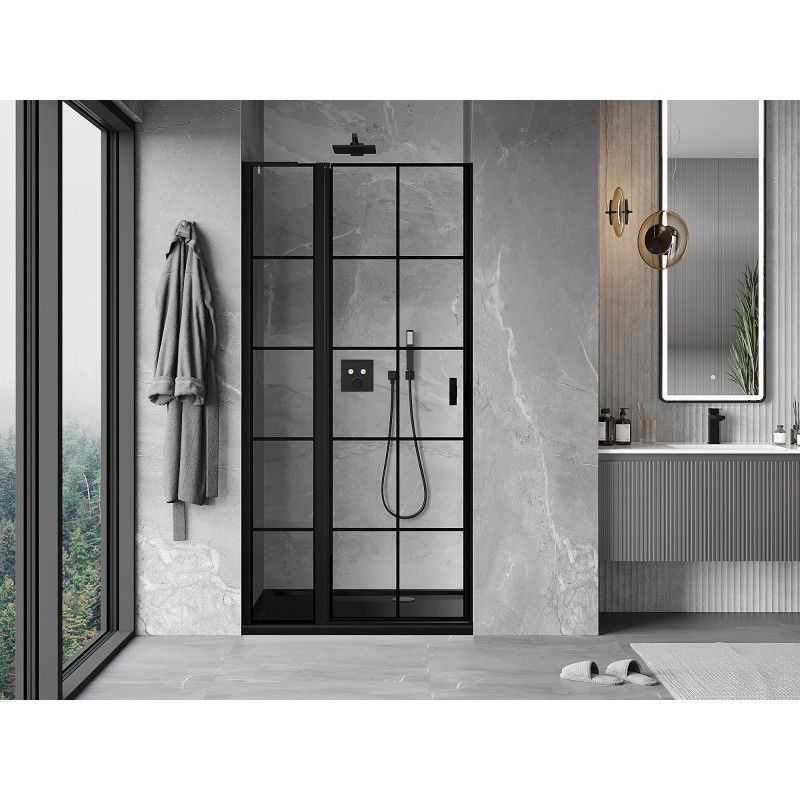 Mexen Mist L left-hinged shower door 115 cm, black grid, black - 8A4L-115-000-70-77-L