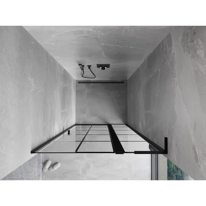 Mexen Mist L right-hand hinged shower door 90 cm, black grid, black - 8A4L-090-000-70-77-P