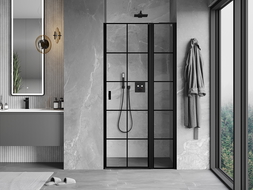Mexen Mist L right hinged shower door 120 cm, black grid, black - 8A4L-120-000-70-77-P