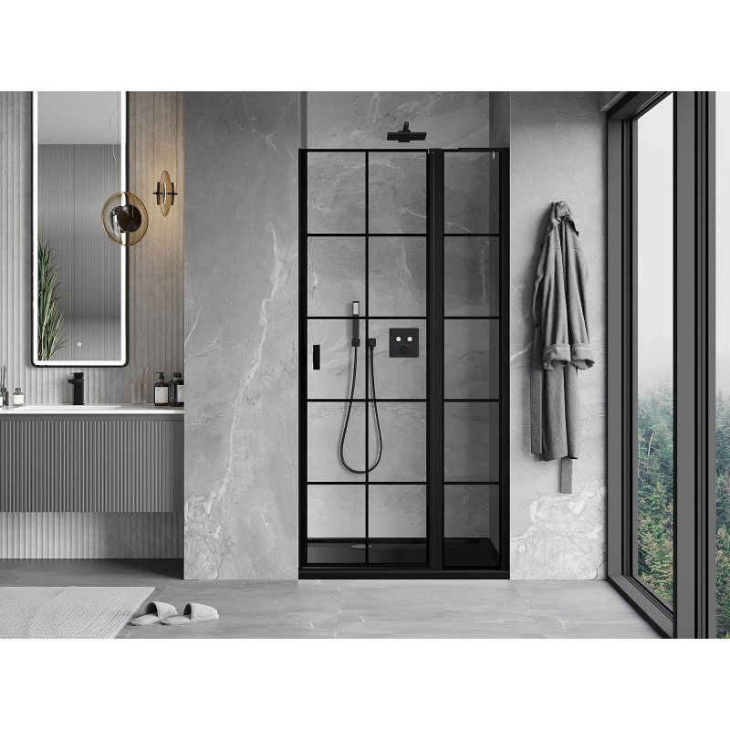 Mexen Mist L right hinged shower door 120 cm, black grid, black - 8A4L-120-000-70-77-P