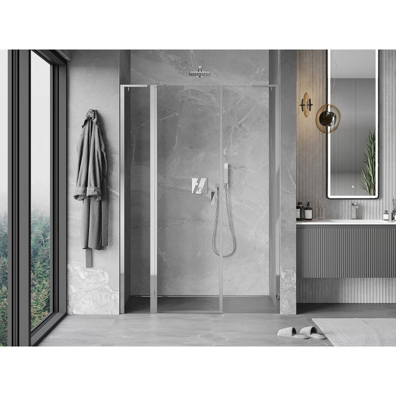 Mexen Mist L Hinged Shower Door 145 cm, Transparent, Chrome - 8A4L-145-001-01-00