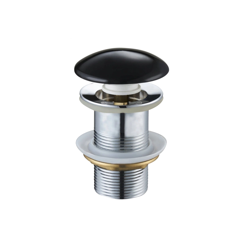 Mexen round click-clack plug, black ceramic gloss - 79910-75