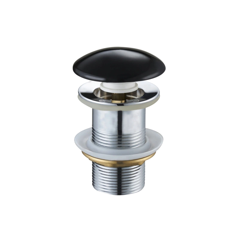 Mexen small round click-clack plug, Black ceramic gloss - 79910-75
