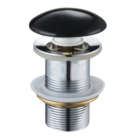 Mexen small round click-clack plug, Black ceramic gloss - 79910-75